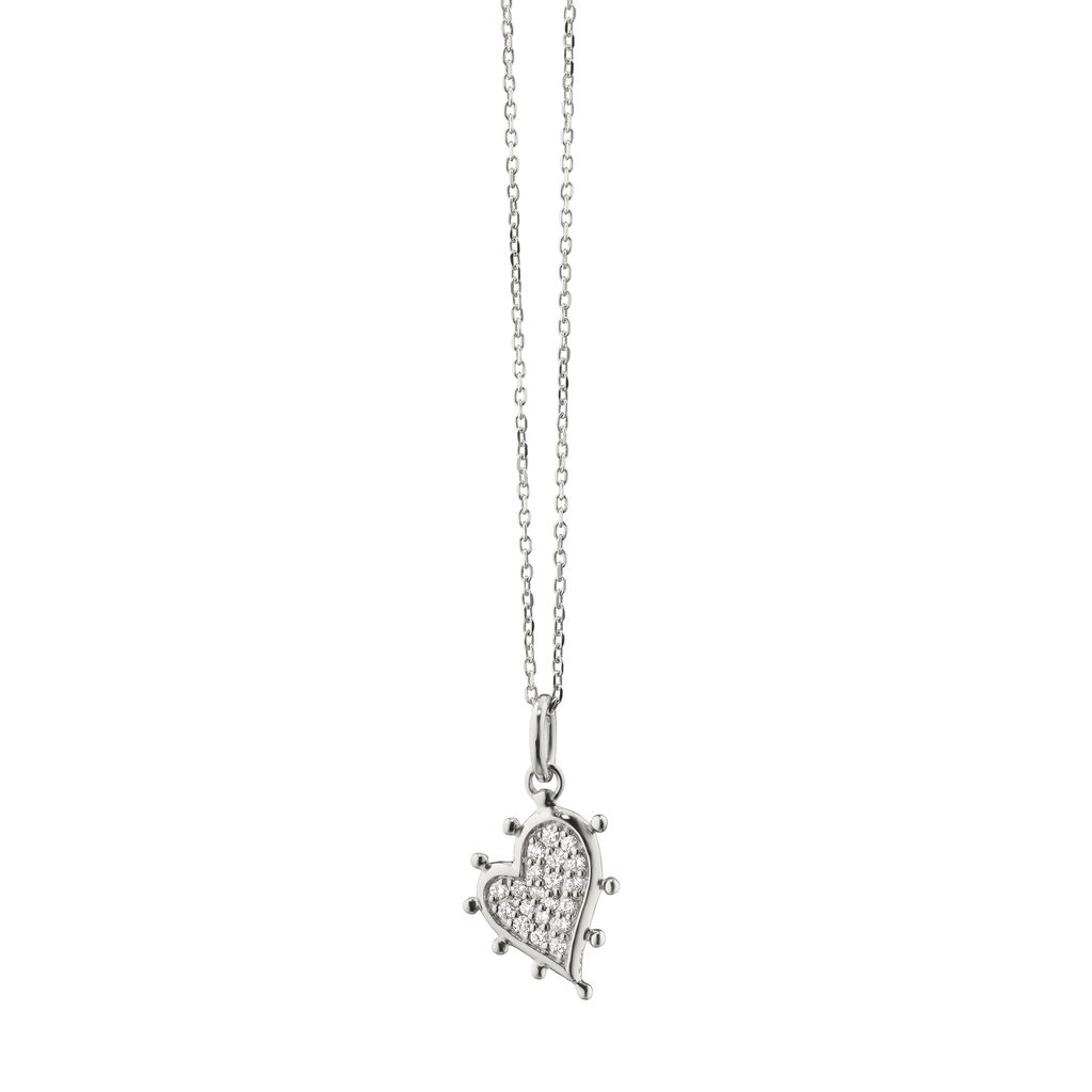 Monica Rich Kosann Petite Pave White Sapphire Heart Necklace