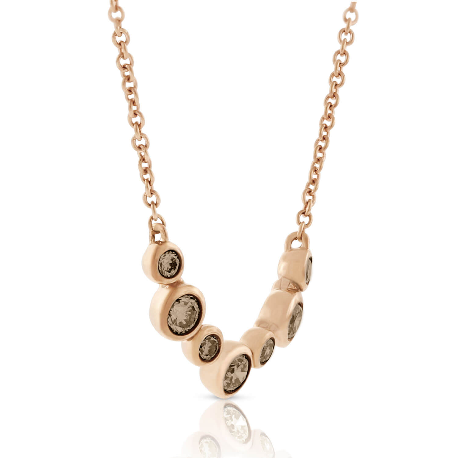 Rose Gold Brown Diamond Necklace 14K