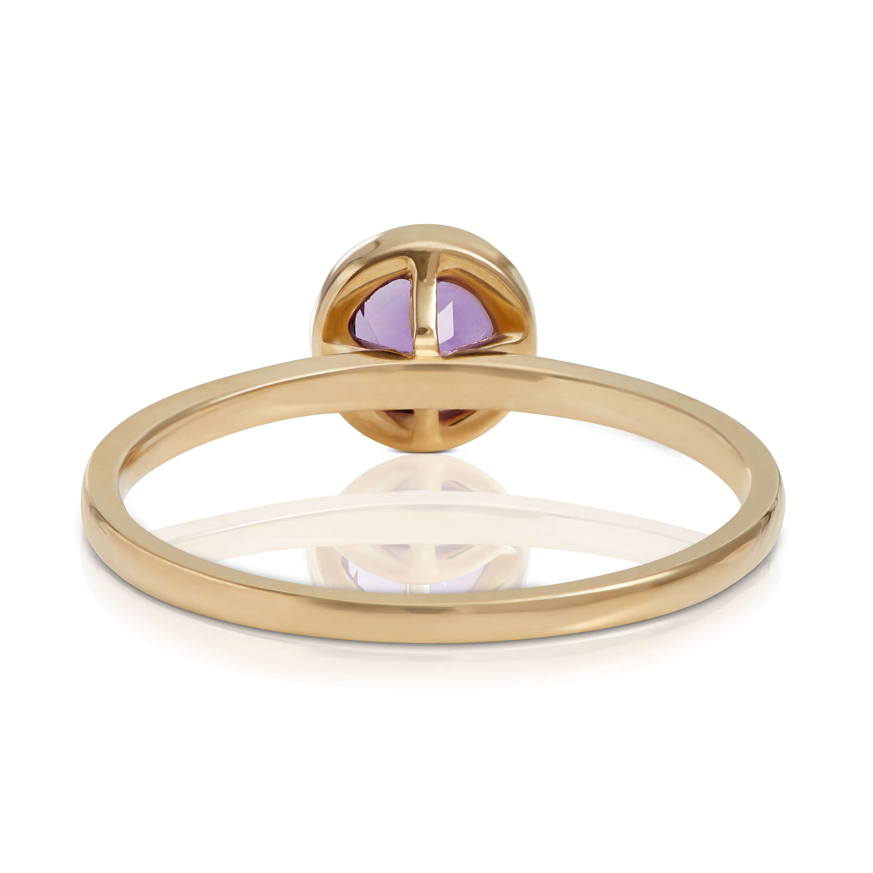 Bezel Set Round Amethyst Ring 14K
