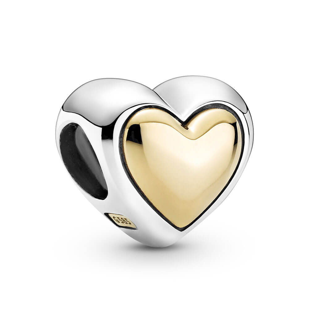 Pandora Domed Golden Heart Charm, 14K & Silver - 799415C00 | Ben Bridge ...