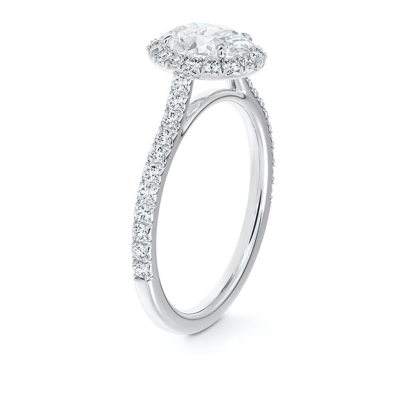 Oval Diamond Halo Engagement Ring, 18K White Gold