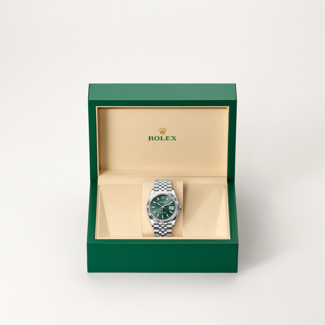 rolex datejust in white rolesor - combination of oystersteel and white gold, m126234-0051 - in rolex box - ben bridge