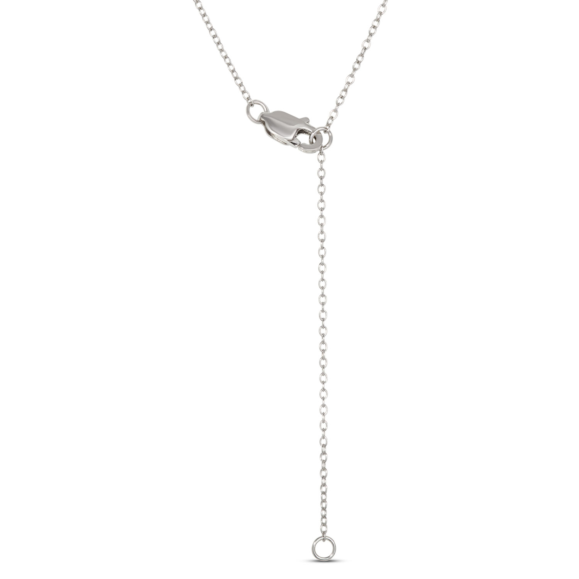 Open Circle Pendant with Emerald Cut and Round Diamonds, 2 Total Carat Weight, 14K White Gold