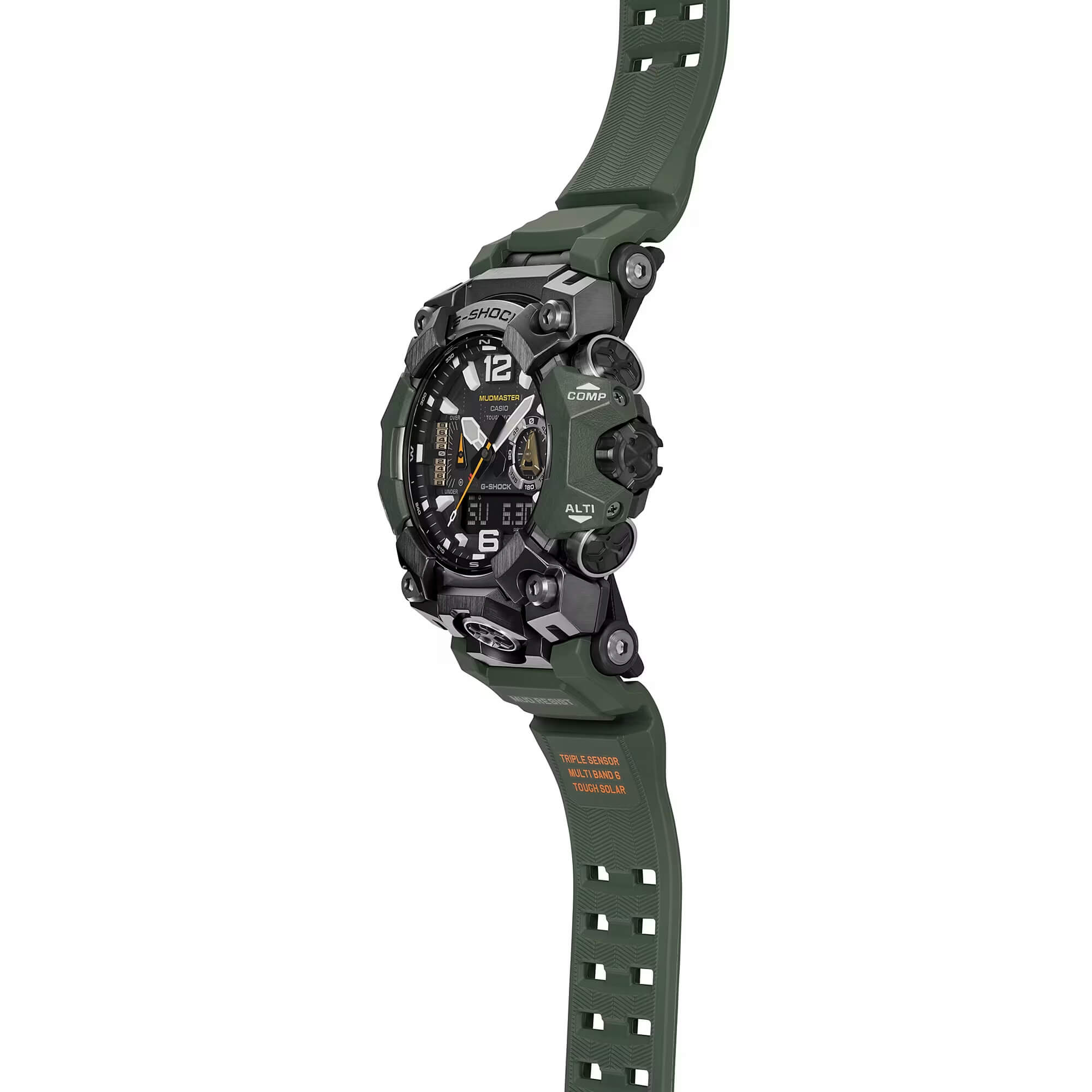 G-Shock Master of G-Land Mudmaster Watch Black Dial Green Resin Strap, 58.7mm