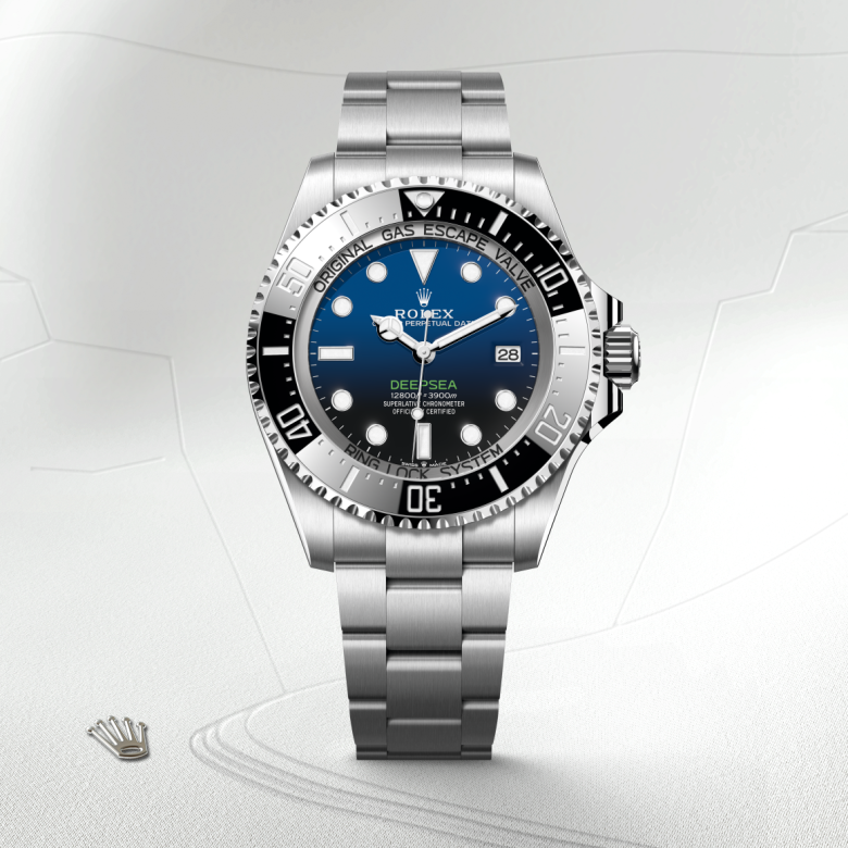 rolex deepsea in oystersteel, m136660-0005 - watch with background color - ben bridge