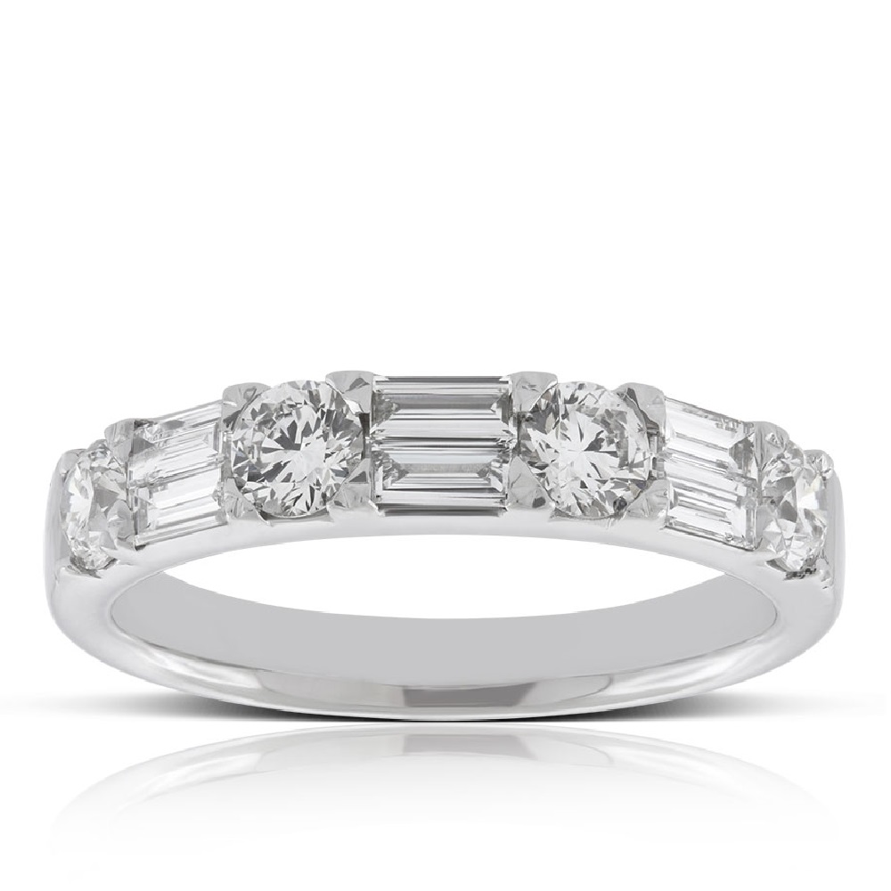 Baguette & Round Cut Diamond Wedding Band 14K Ben Bridge Jeweler
