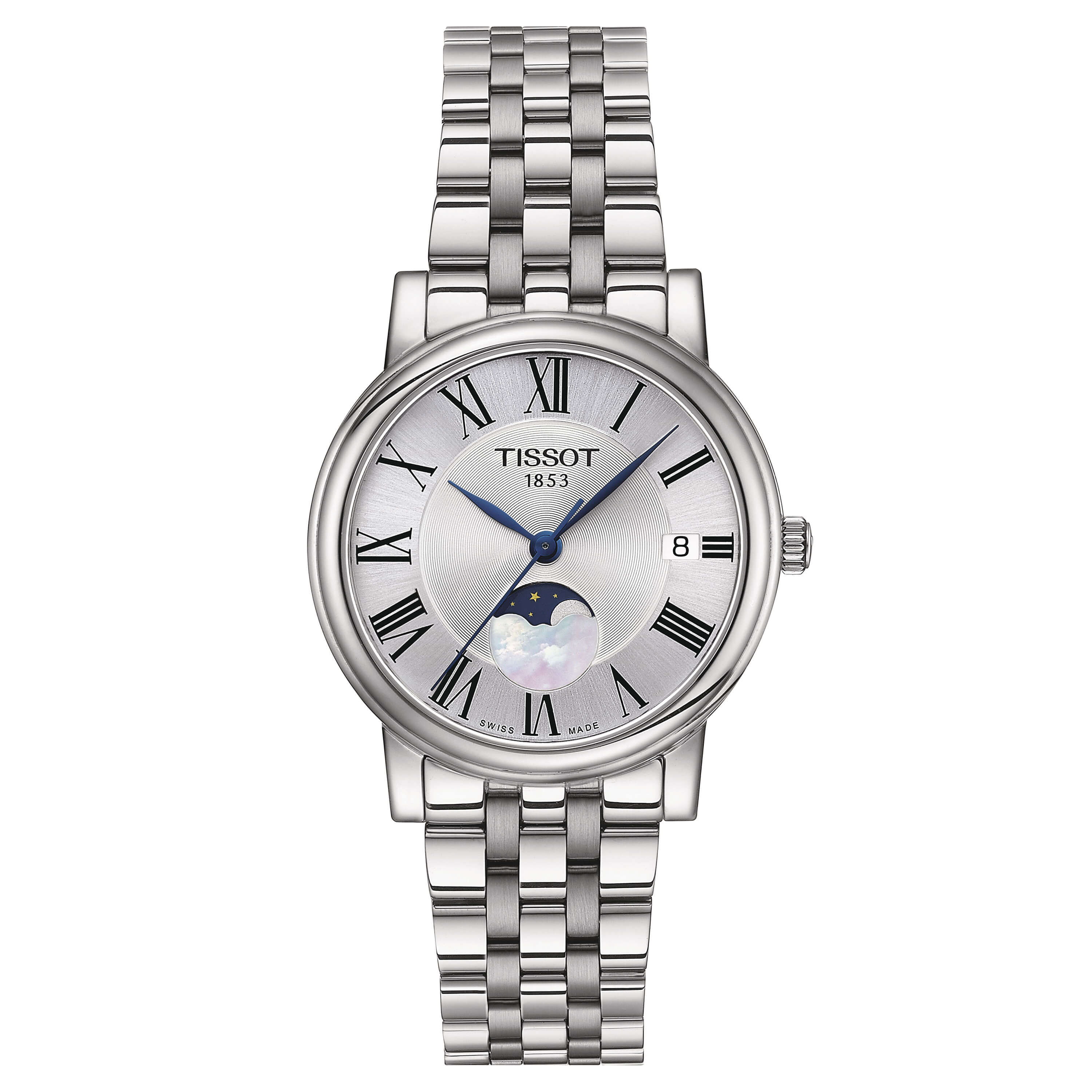 Tissot Carson Premium Lady Moonphase Silver Steel Watch, 32mm Tissot Carson Premium Lady Moonphase Silver Steel Watch, 32mm