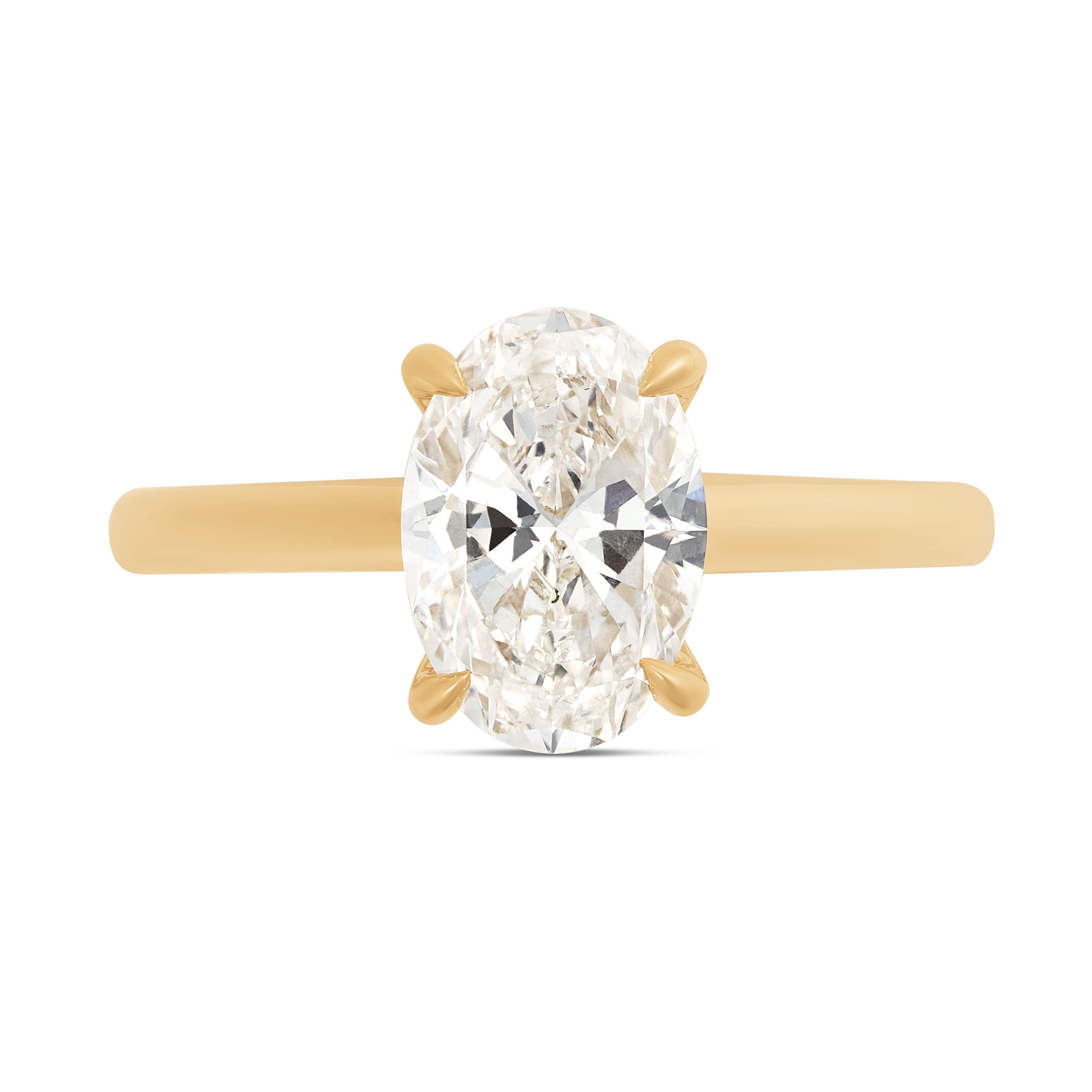 Oval Solitaire Diamond Engagement Ring, 14K Yellow Gold