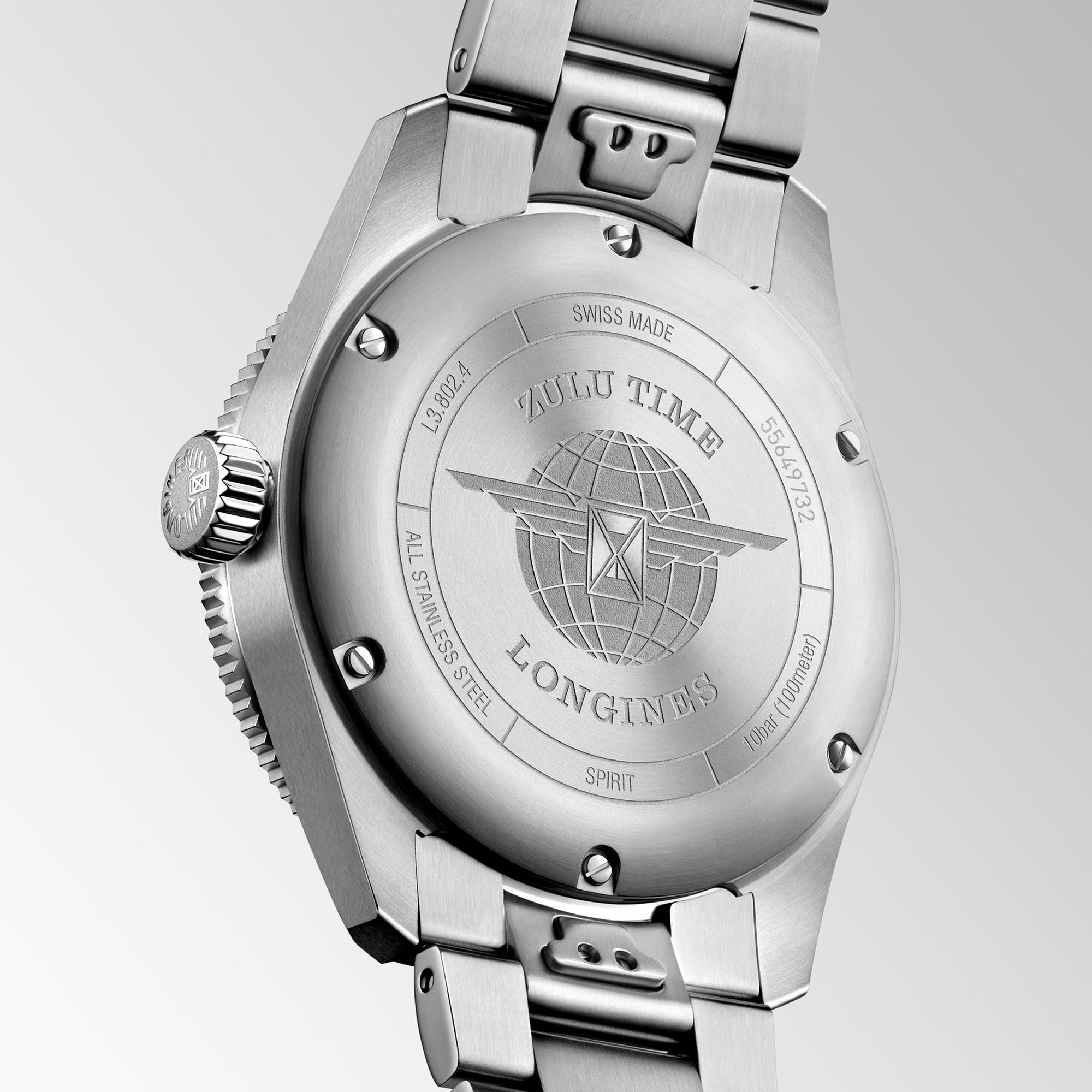 Longines Spirit Zulu Time Black Dial Watch, 39mm