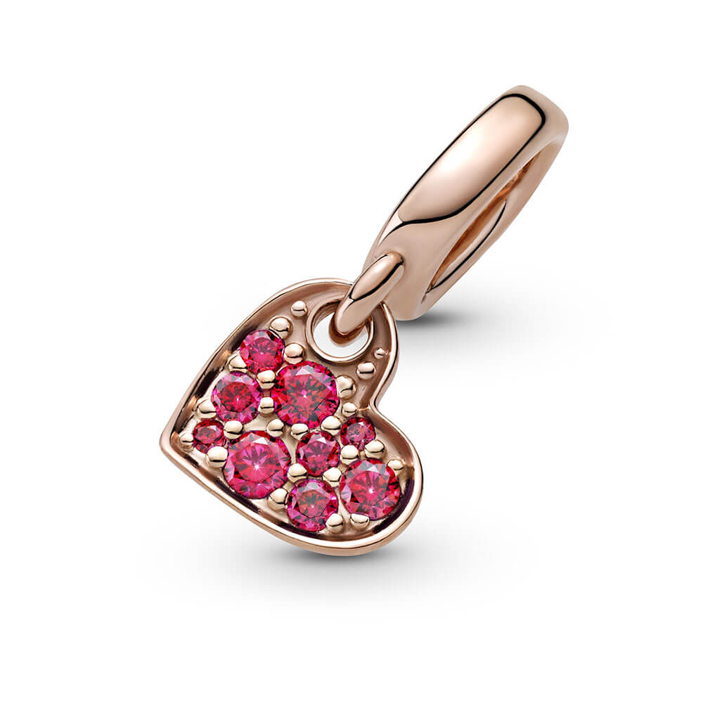 Pandora Rose™ Red Pavé CZ Tilted Heart Dangle Charm - 789404C02 | Ben
