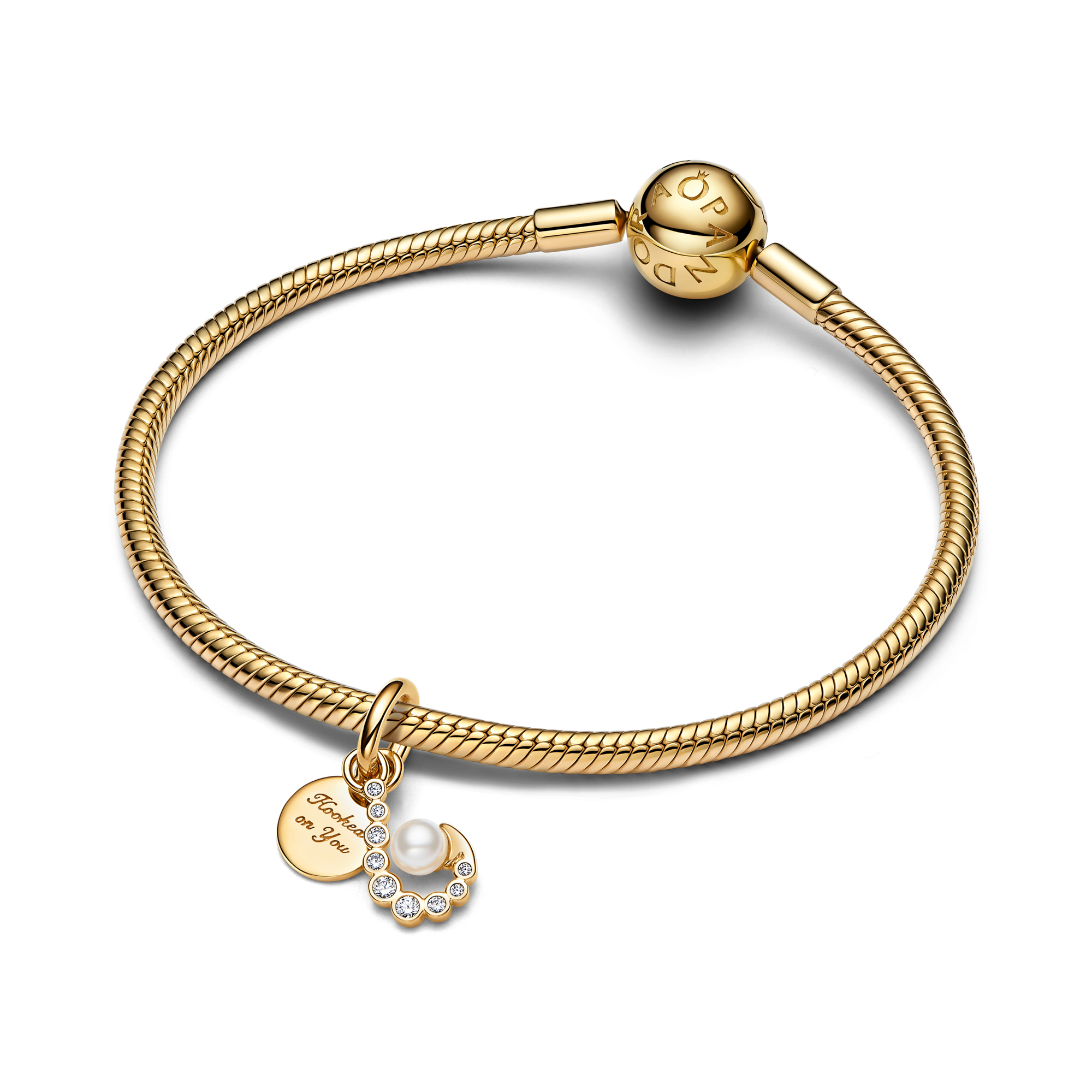 Pandora ゴールド バングル17cm＋チャーム1個付き Pandora Hook Dangle Charm