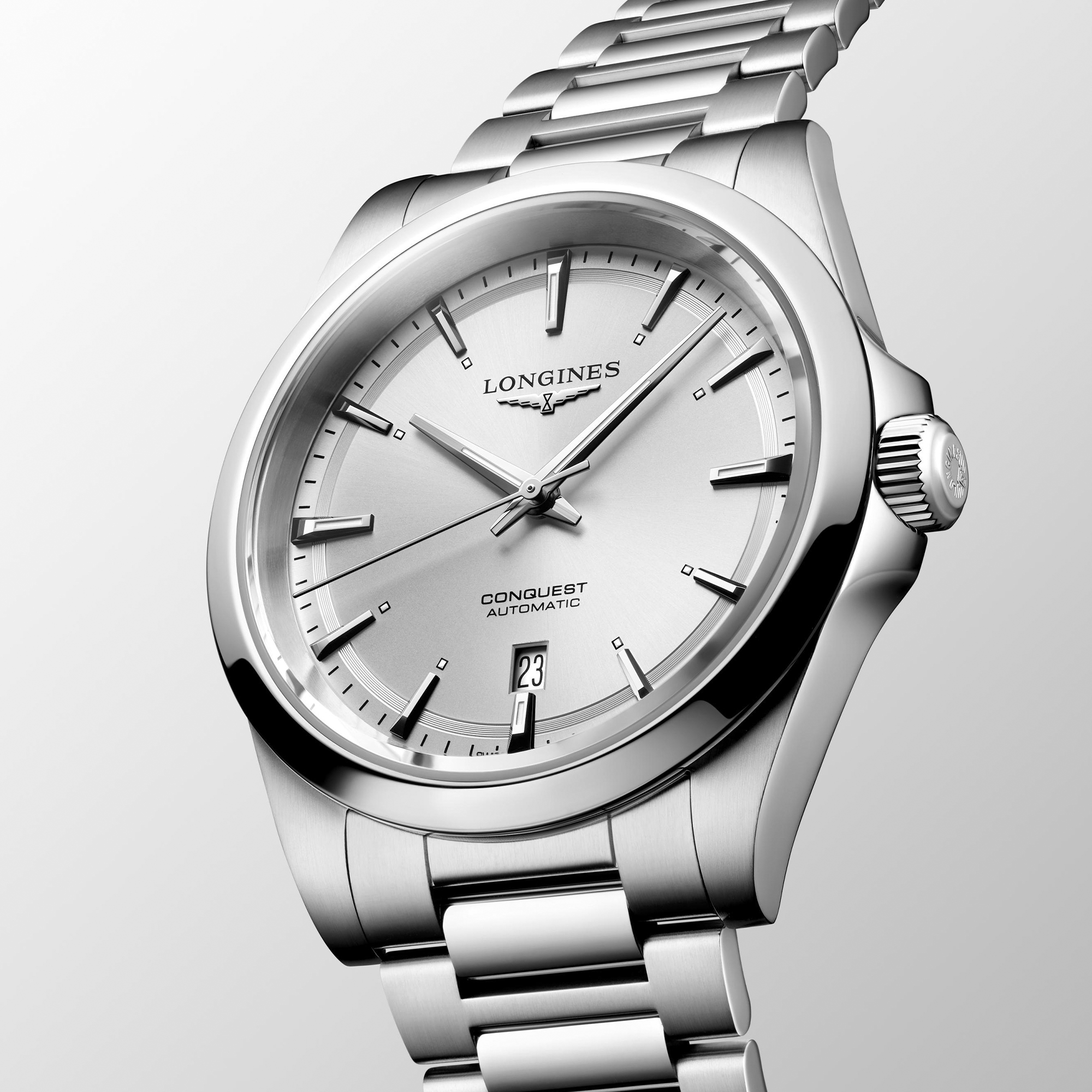 Longines Conquest Sunray Silver Dial Watch, 41mm