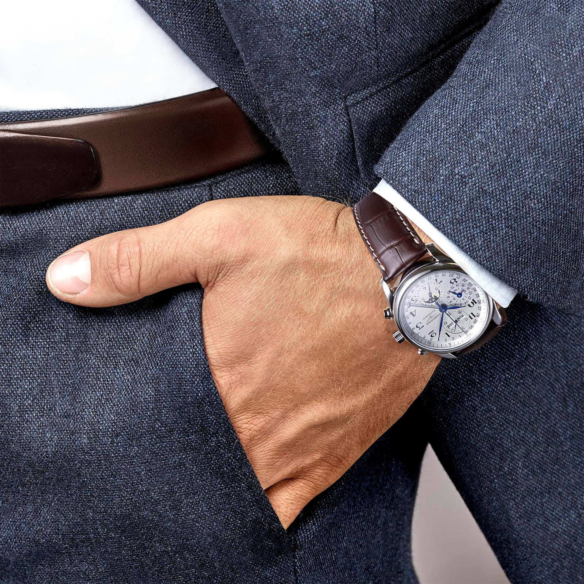 Longines Master Collection Chrono Moonphase Silver Dial Watch, 40mm