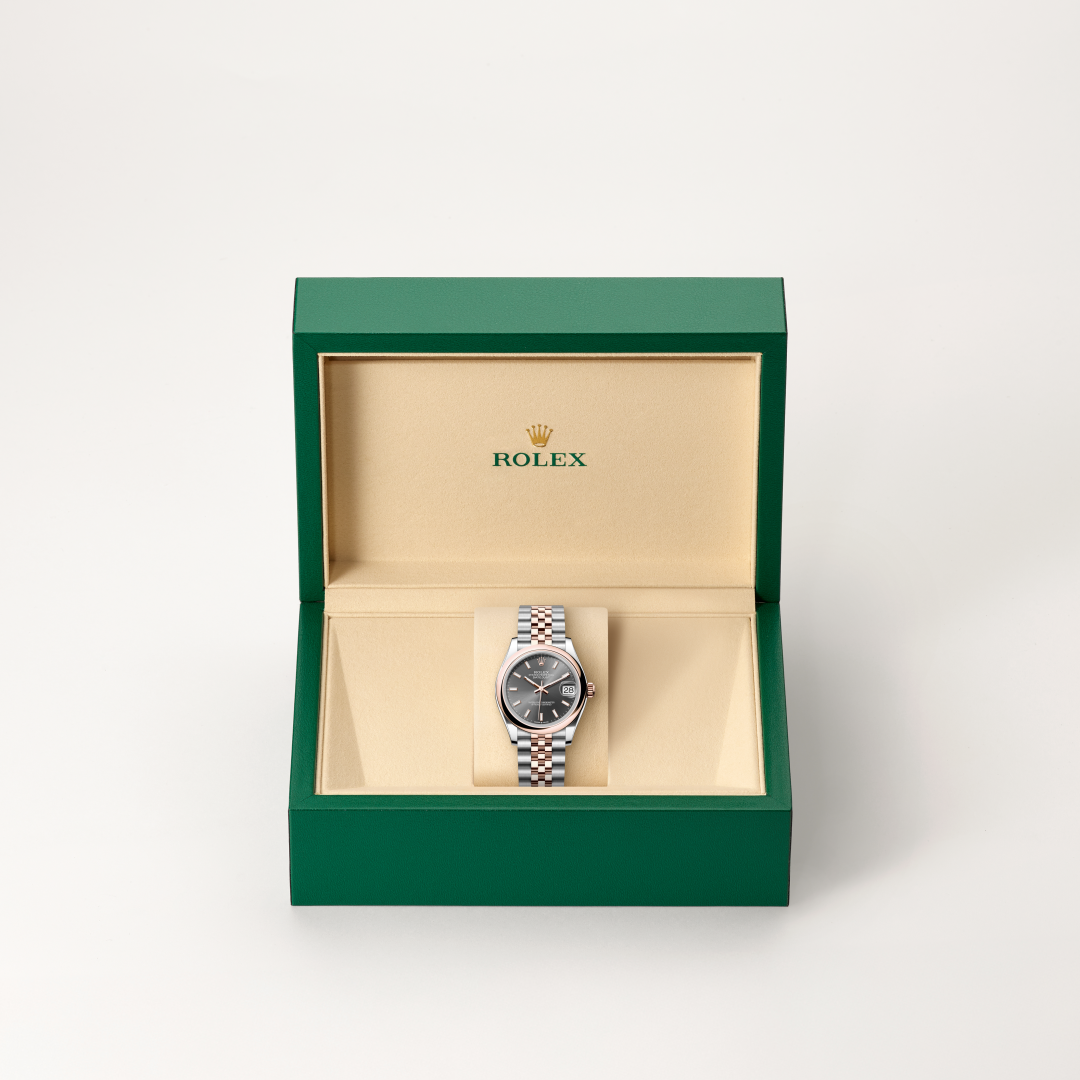 rolex datejust in everose rolesor - combination of oystersteel and everose gold, m278241-0018 - in rolex box - ben bridge