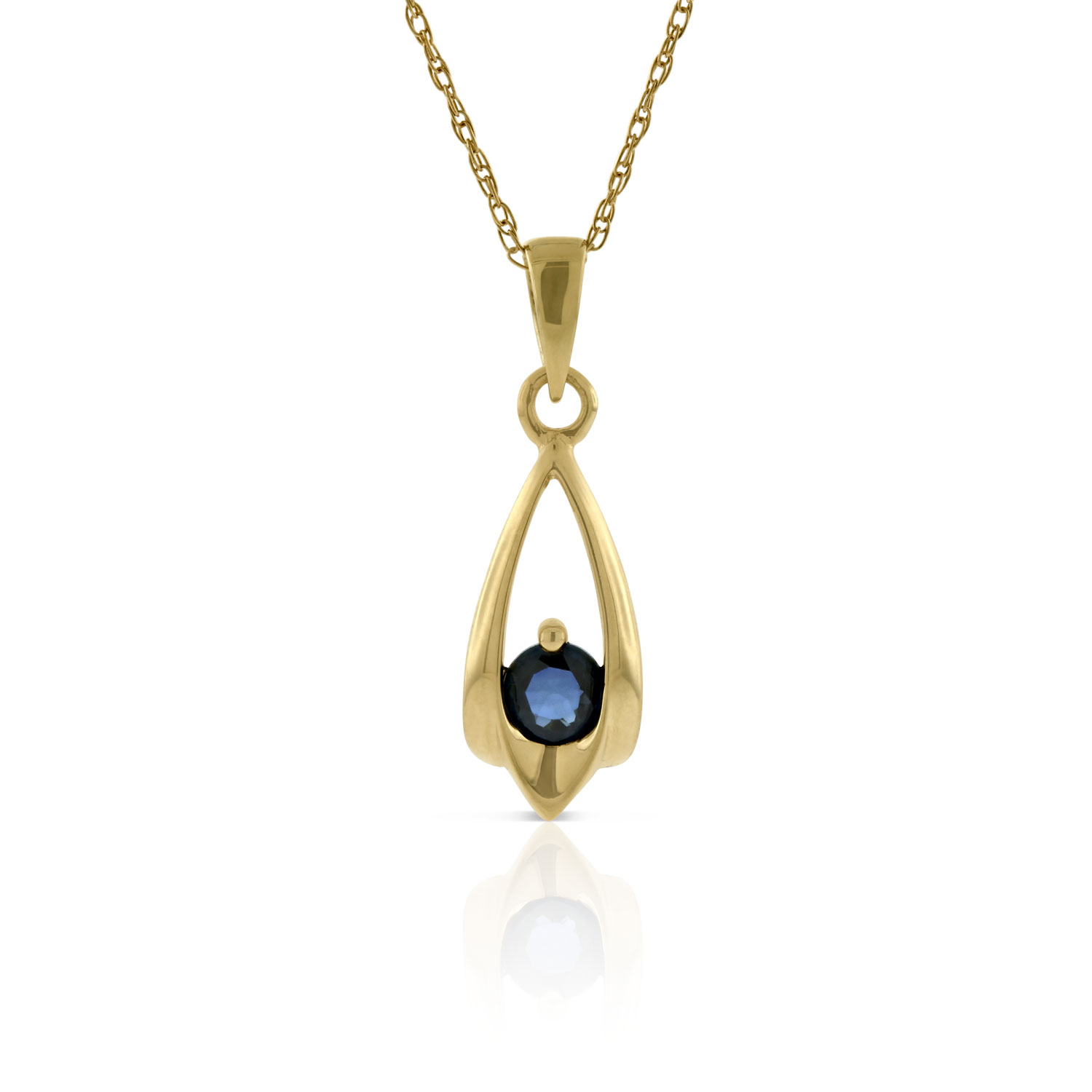 Sapphire Teardrop Pendant Necklace 14K 