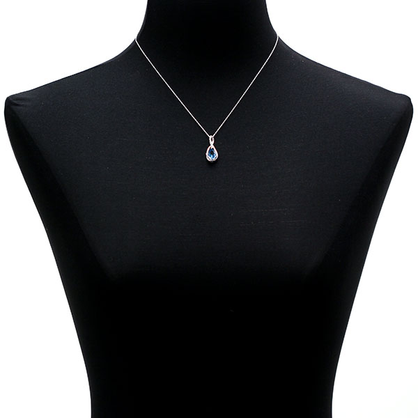 Pear Shaped Blue Topaz & Diamond Pendant 14K | Ben Bridge Jeweler