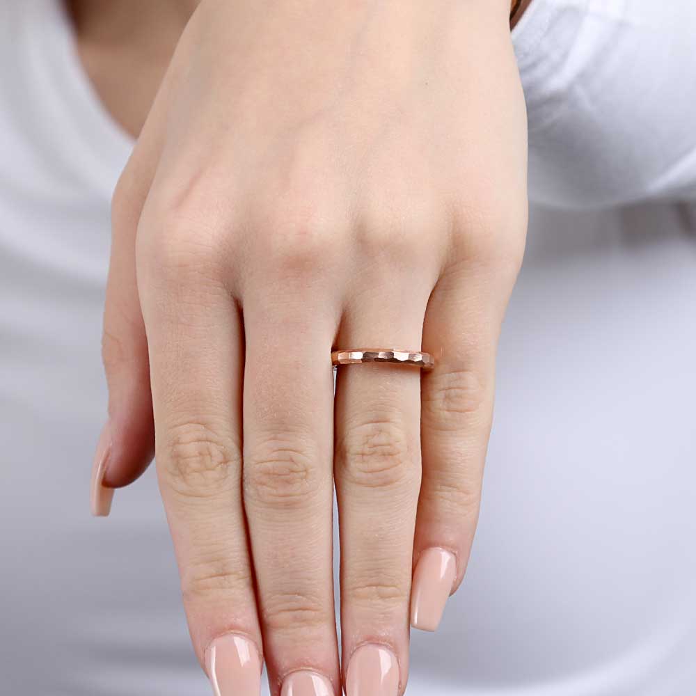 Rose Gold Toscano Roman Hammered Ring 14K