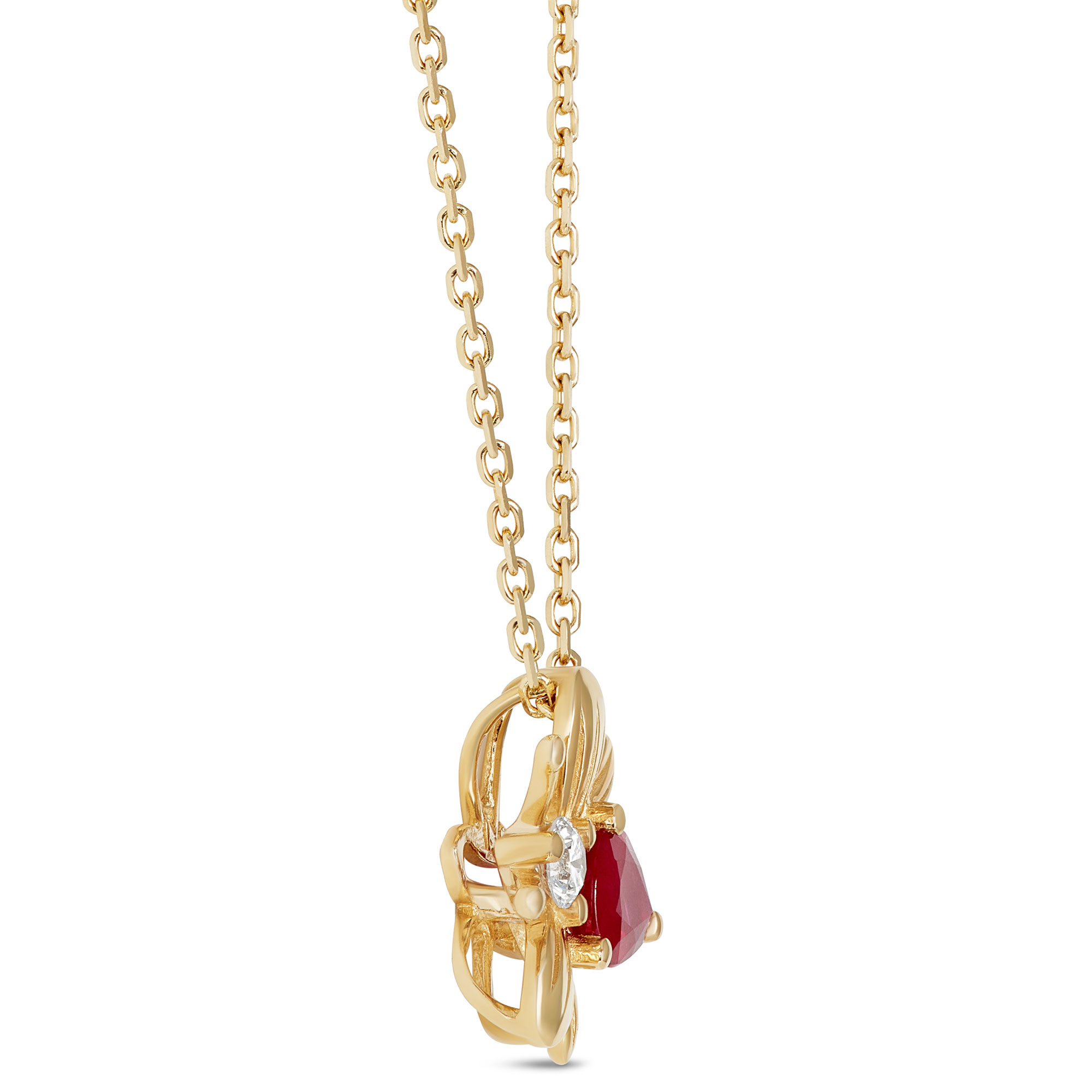 Ruby Bumble Bee Pendant, 14K Yellow Gold