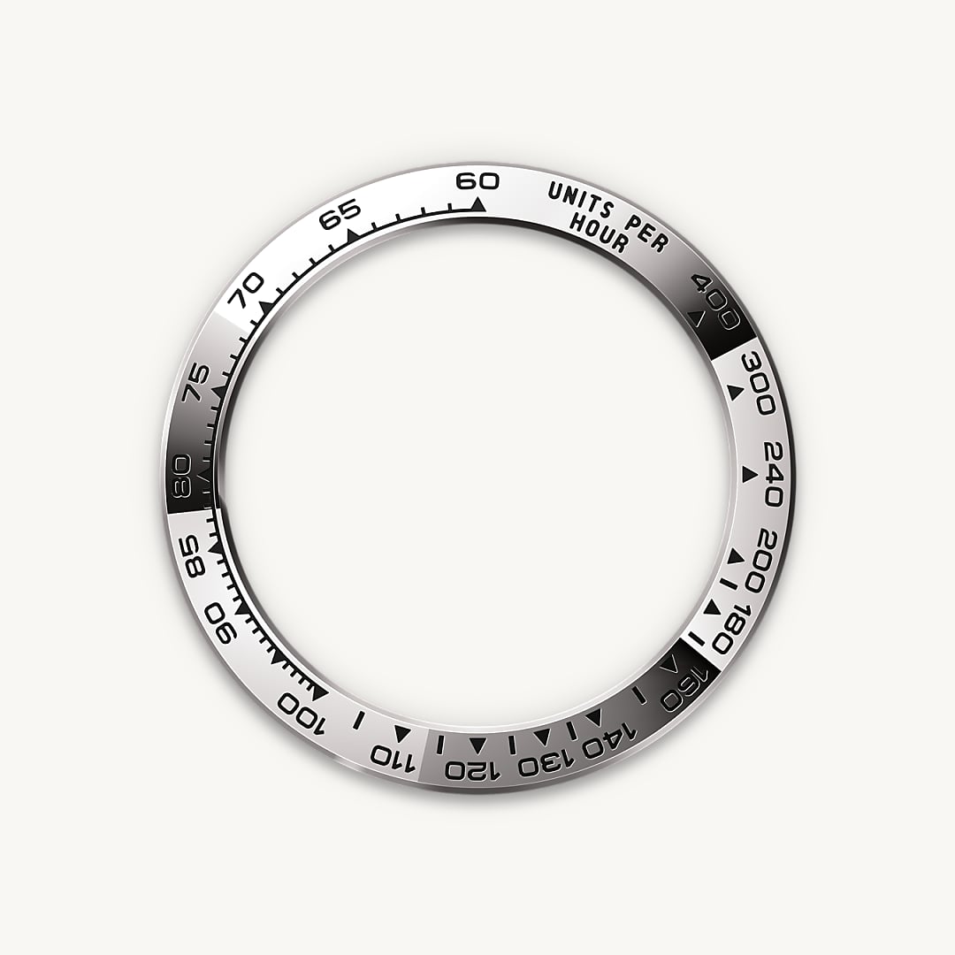 rolex cosmograph daytona in 18 ct white gold, m126509-0001 - the tachymetric scale - ben bridge