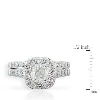 Diamond Halo Bridal Set 14K