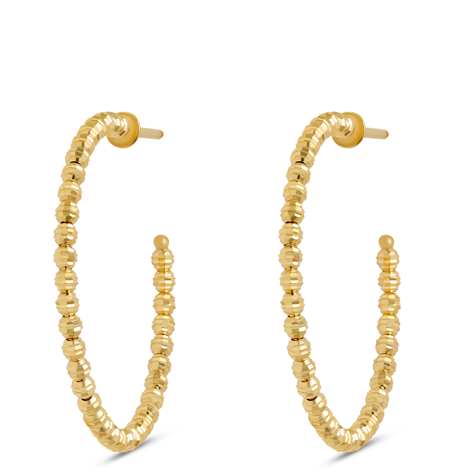 Toscano 25MM Beaded Hoop Earrings in 14K Yellow Gold