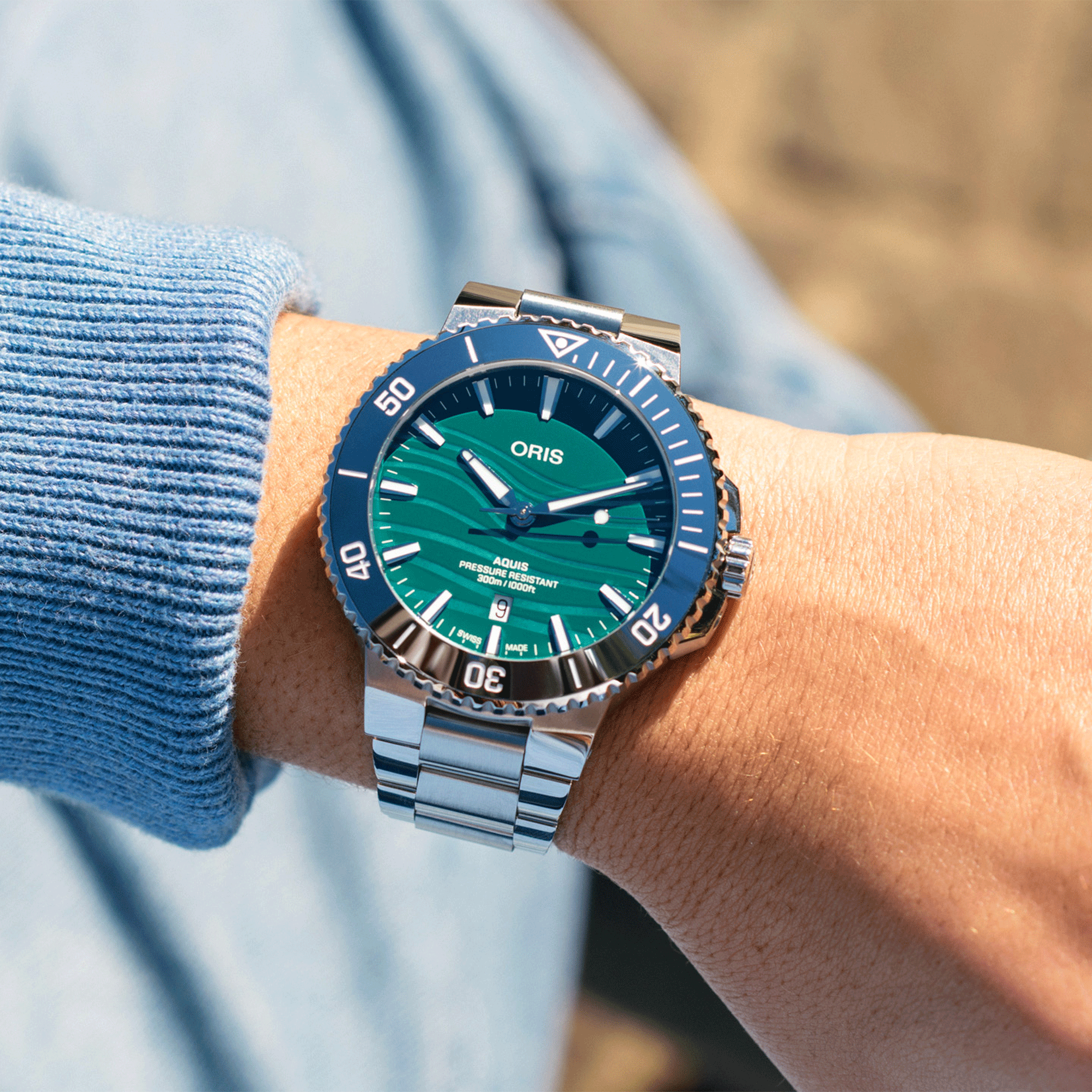 Oris Yangtze Jiangtun Limited Edition Blue-Green Dial watch, 43.5mm