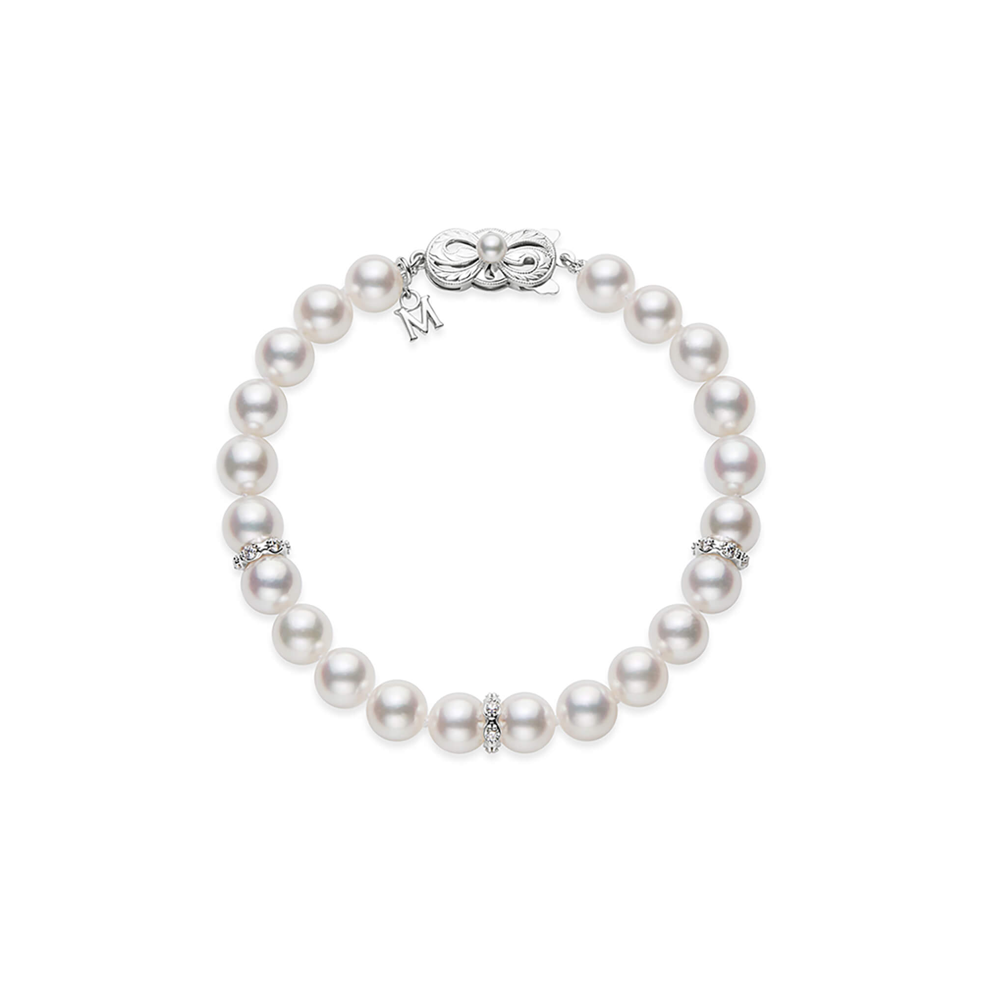 MIKIMOTO PEARL  パールブレスレット リング セット Mikimoto Akoya Cultured Pearl and Diamond Rondell Bracelet, 18K