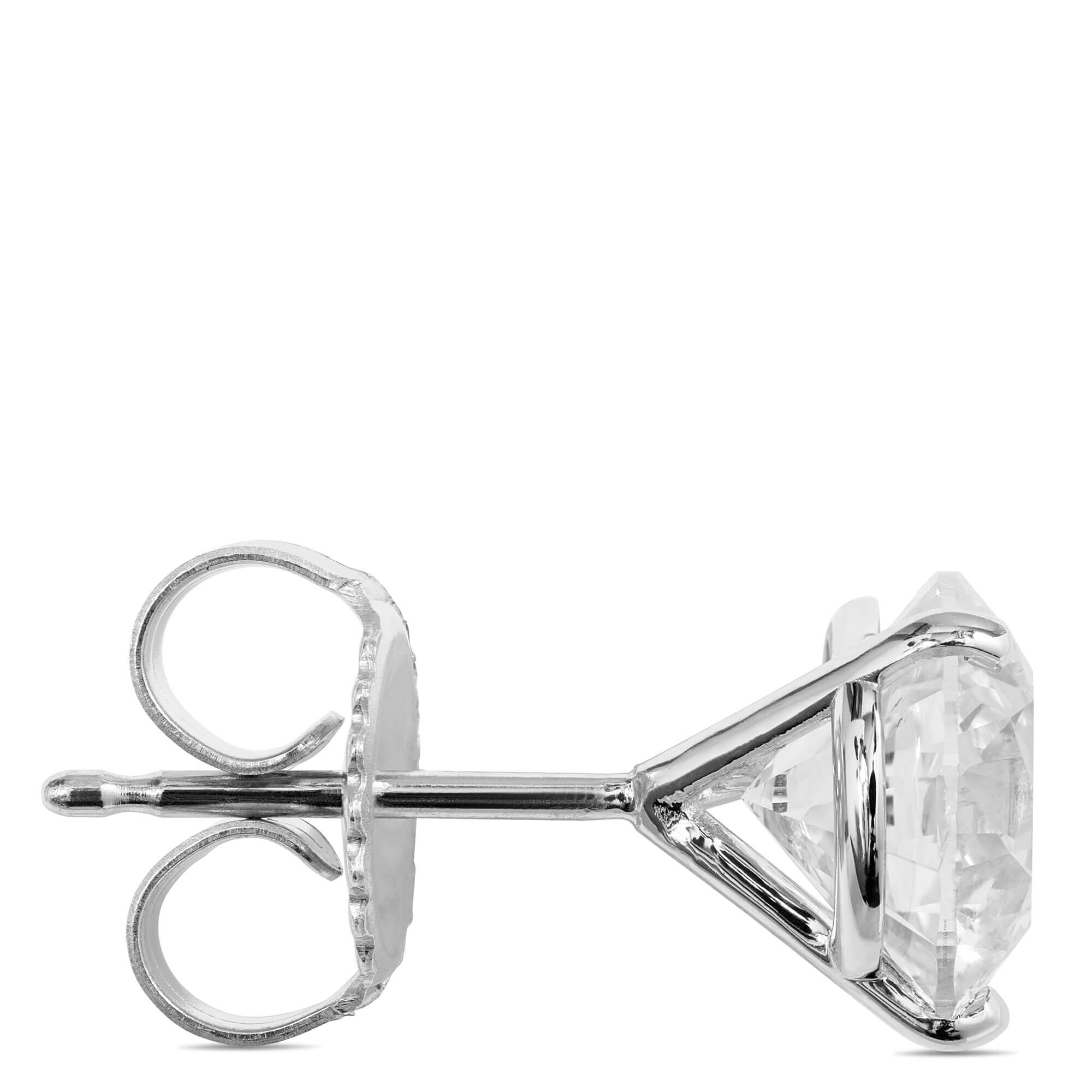 Ikuma Classic Round Diamond Studs, 3 Carat Total Weight,14K White Gold
