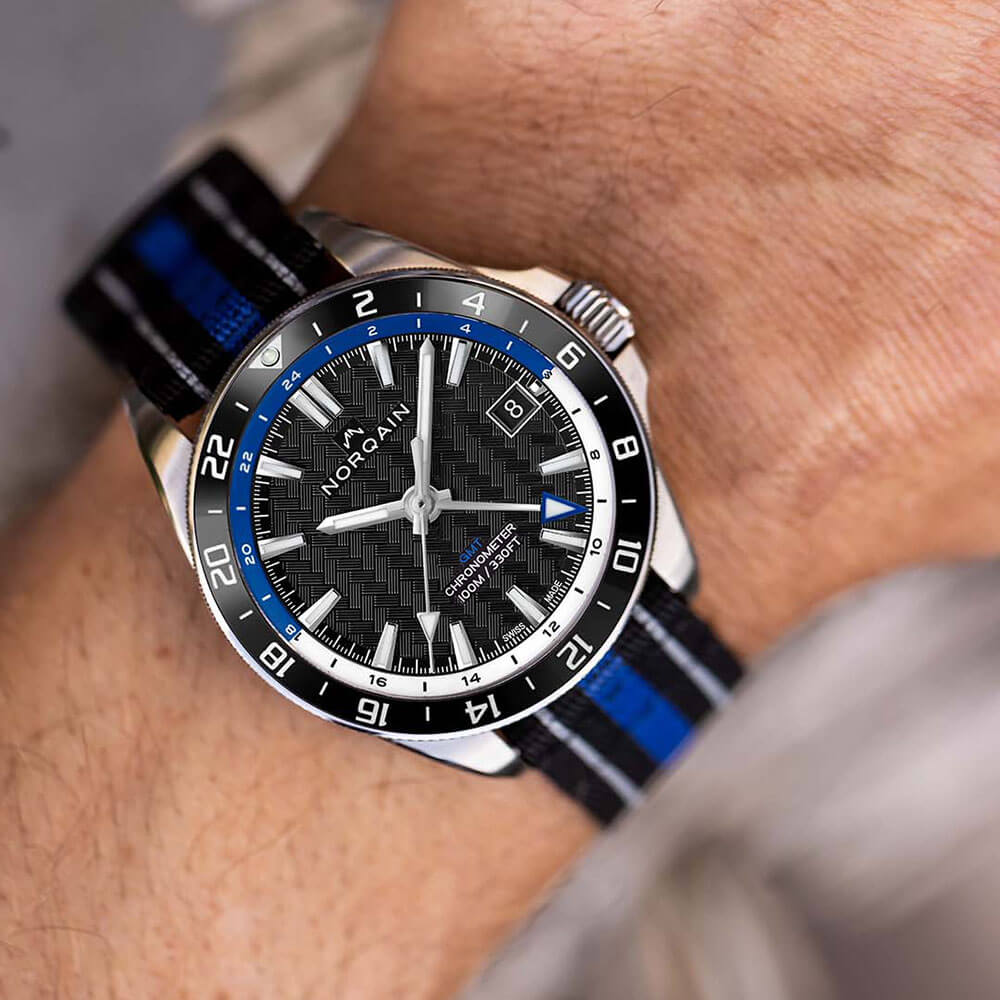 NORQAIN Adventure Neverest GMT Black Dial Watch, 41mm