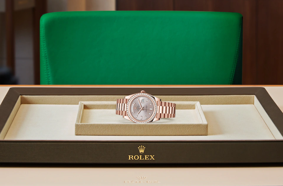 Rolex Day-Date 40 Day-Date Oyster, 40 mm, Everose gold and diamonds - M228345RBR-0007 at Ben Bridge