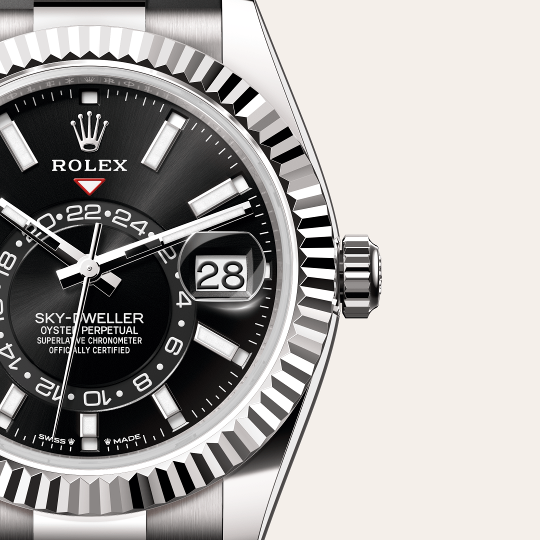 rolex sky-dweller in 18 ct white gold, m336239-0002 - watch dial - ben bridge