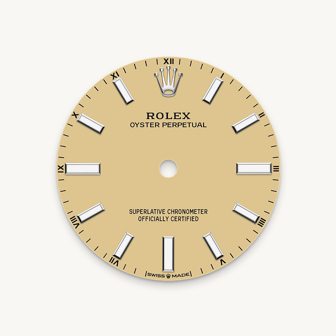 rolex oyster perpetual in oystersteel, m124200-0007 - beige dial - ben bridge