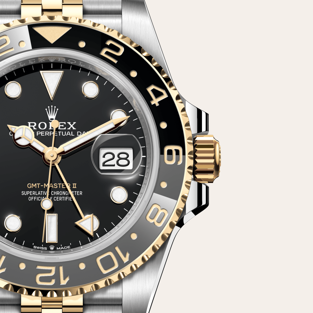 rolex gmt-master ii in yellow rolesor - combination of oystersteel and yellow gold, m126713grnr-0001 - watch dial - ben bridge