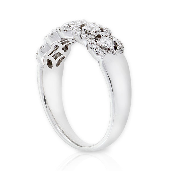 5-Stone Diamond Halo Ring 14K