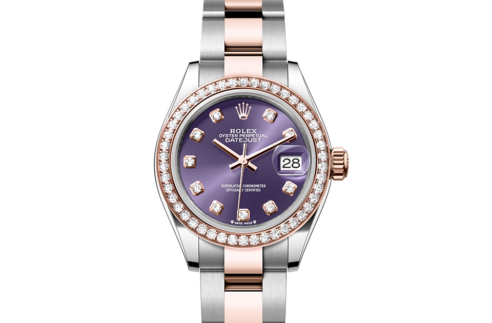 Rolex Lady-Datejust Oyster, 28 mm, Oystersteel, Everose gold and diamonds - M279381RBR-0016 at Ben Bridge