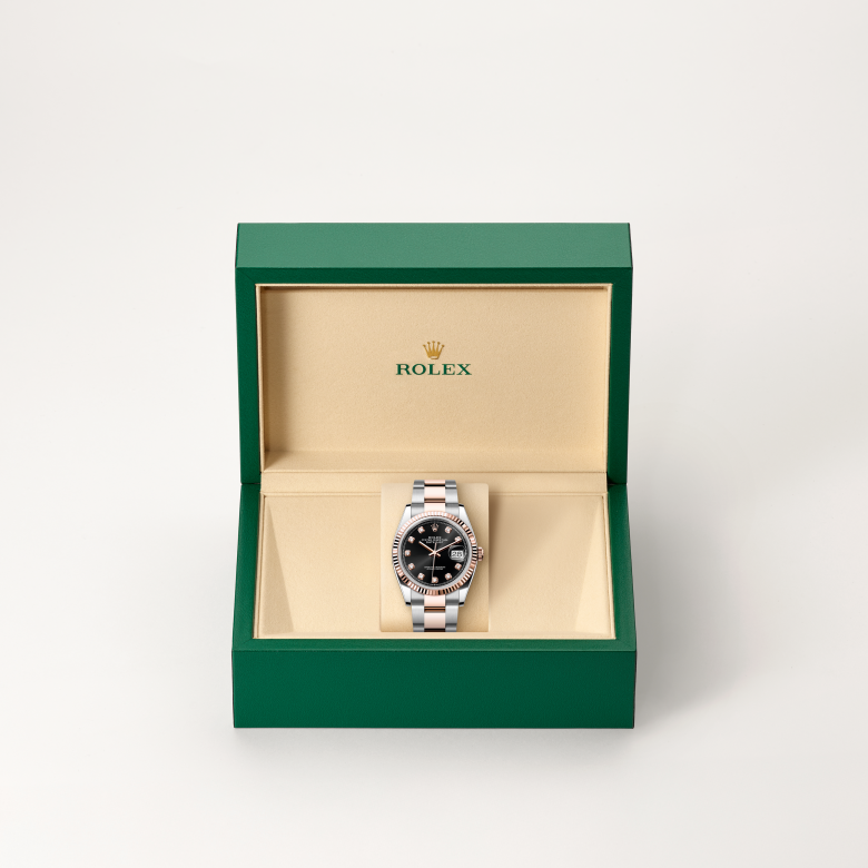 rolex datejust in everose rolesor - combination of oystersteel and everose gold, m126231-0020 - in rolex box - ben bridge