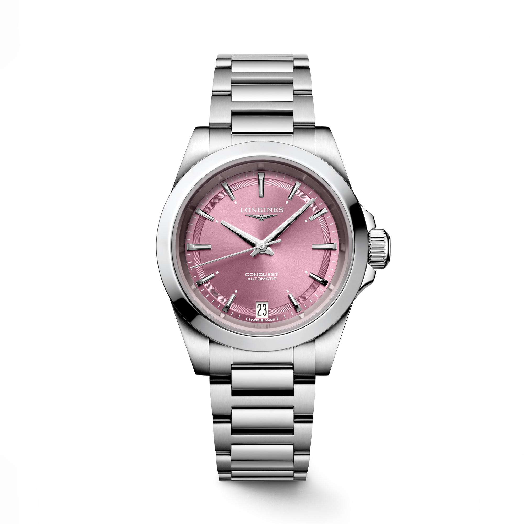 【ジャンク品】ロンジン 腕時計 ピンク Longins Longines Conquest Pink Dial Watch, 34mm L34304996 Pink