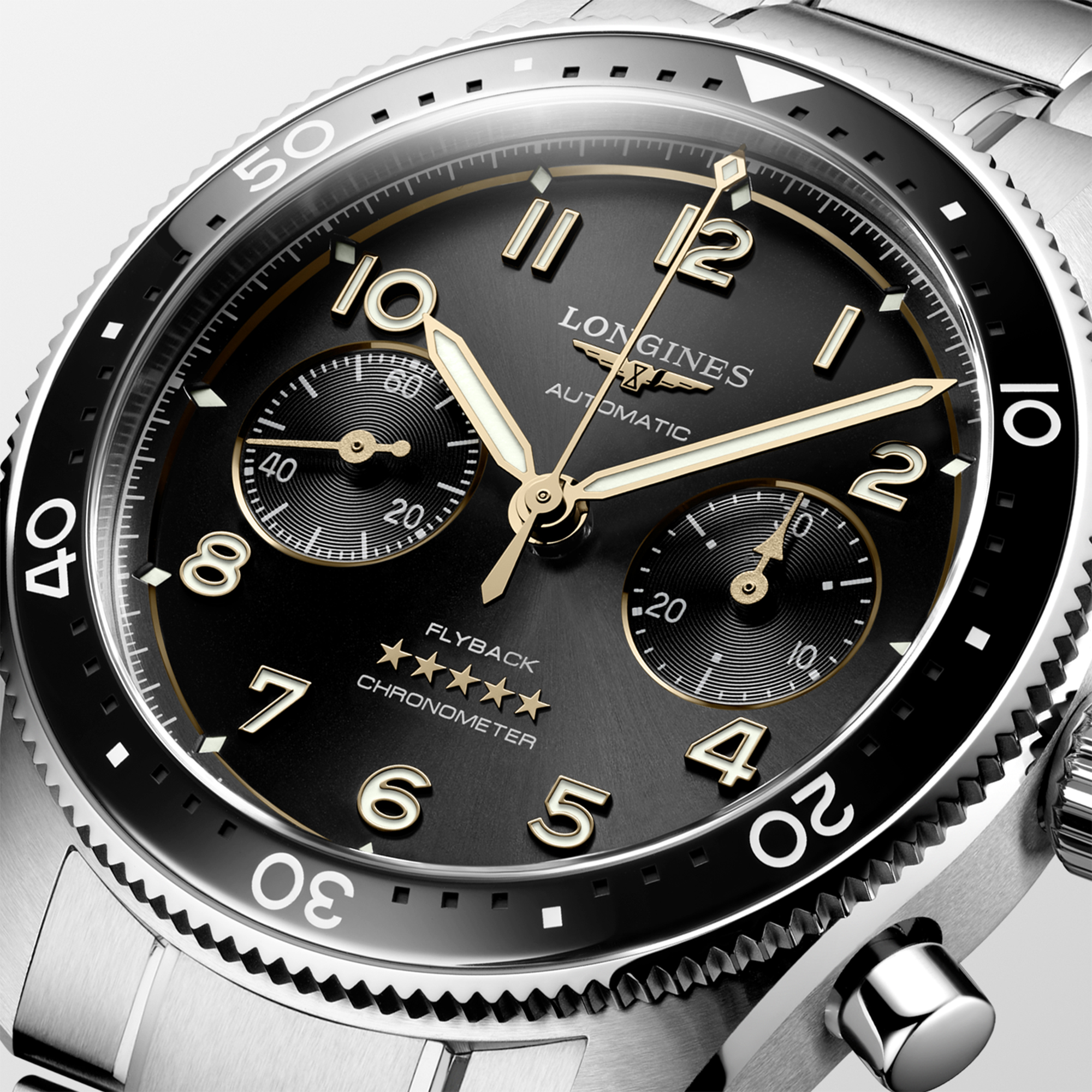 Longines Spirit Flyback Black Dial Watch, 42mm