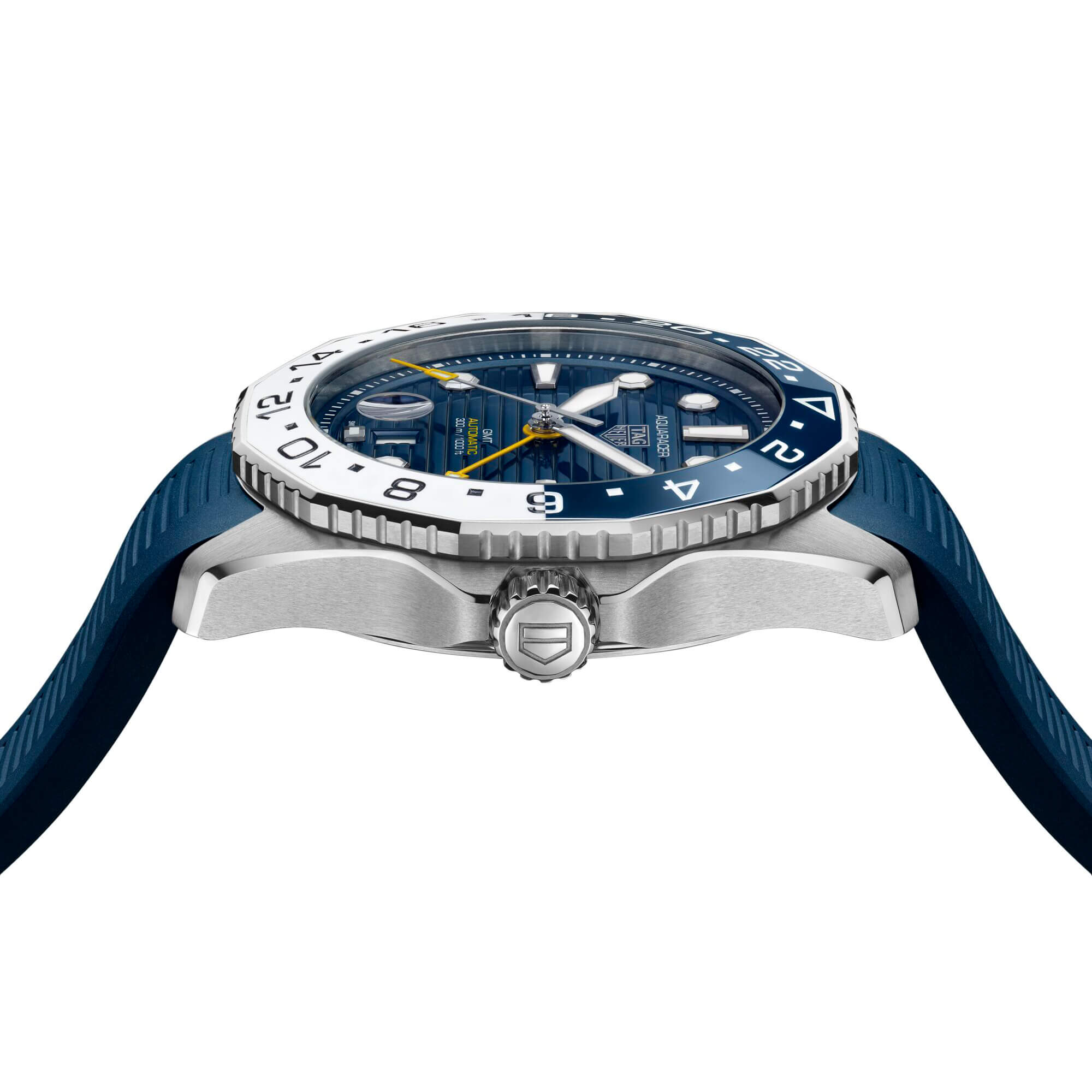 TAG Heuer Aquaracer Professional 300 GMT Watch Blue Dial Blue Rubber Strap, 43mm