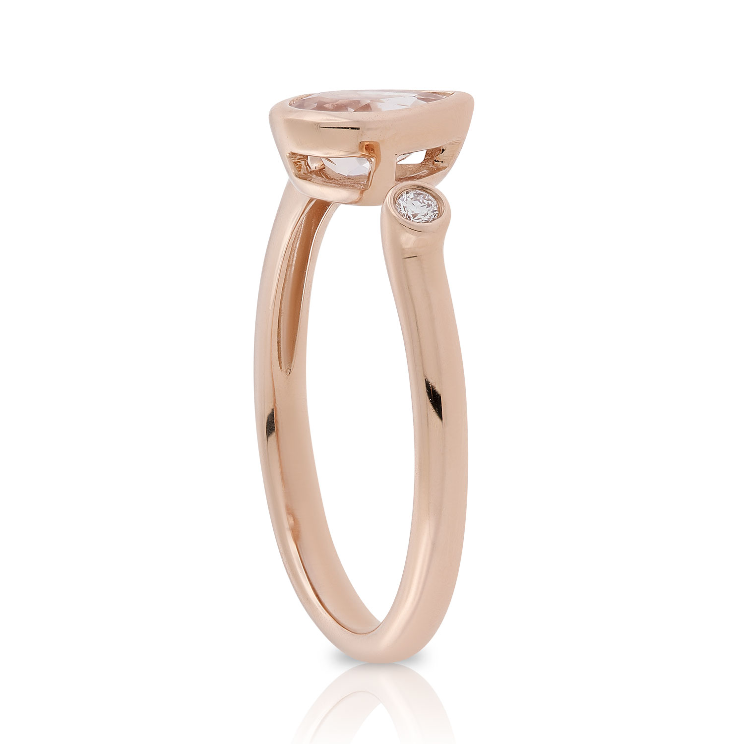 Rose Gold Morganite & Diamond Open Shank Ring 14K