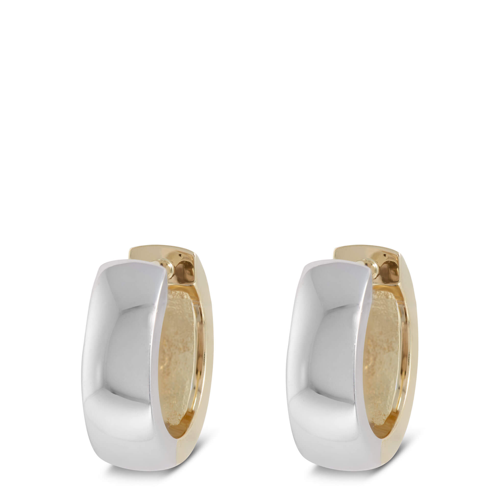 12MM Mixed Metal Hinge Hoop Earrings, 14k Mixed Gold