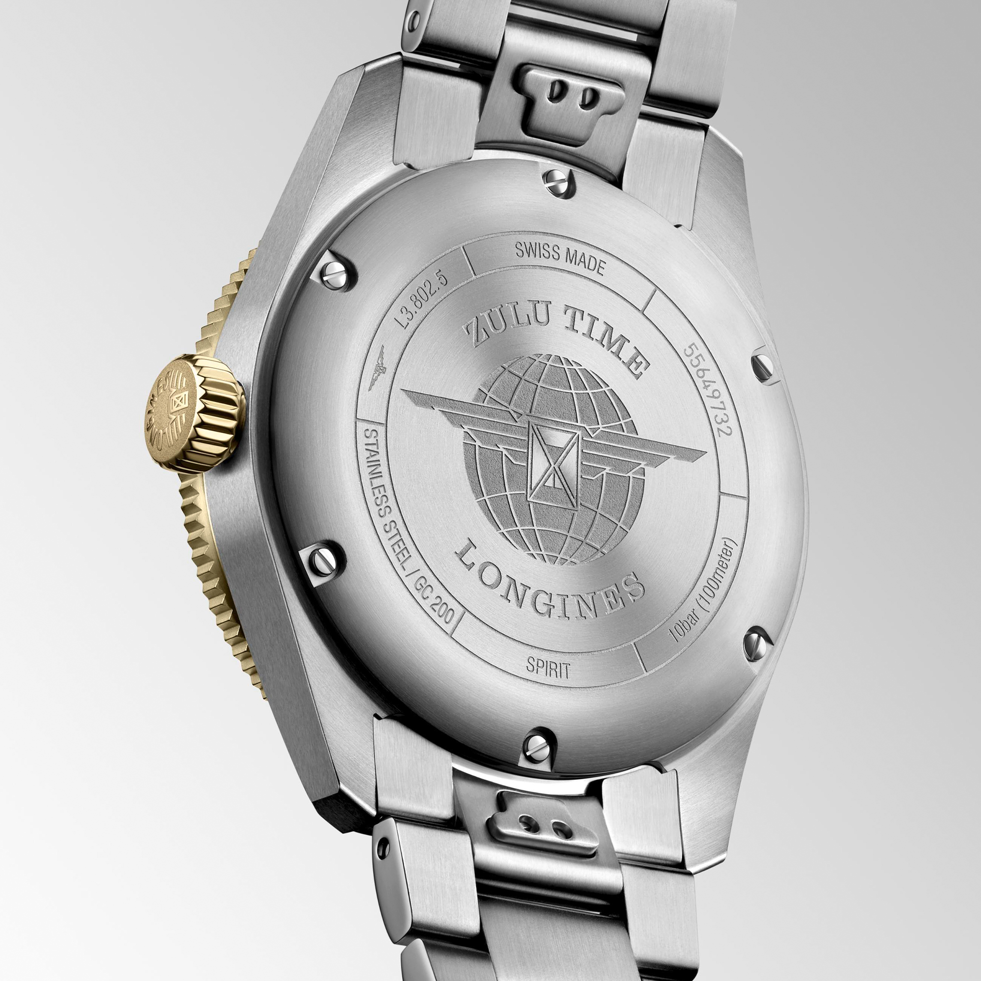 Longines Spirit Zulu Time Watch Anthracite Dial, 39mm