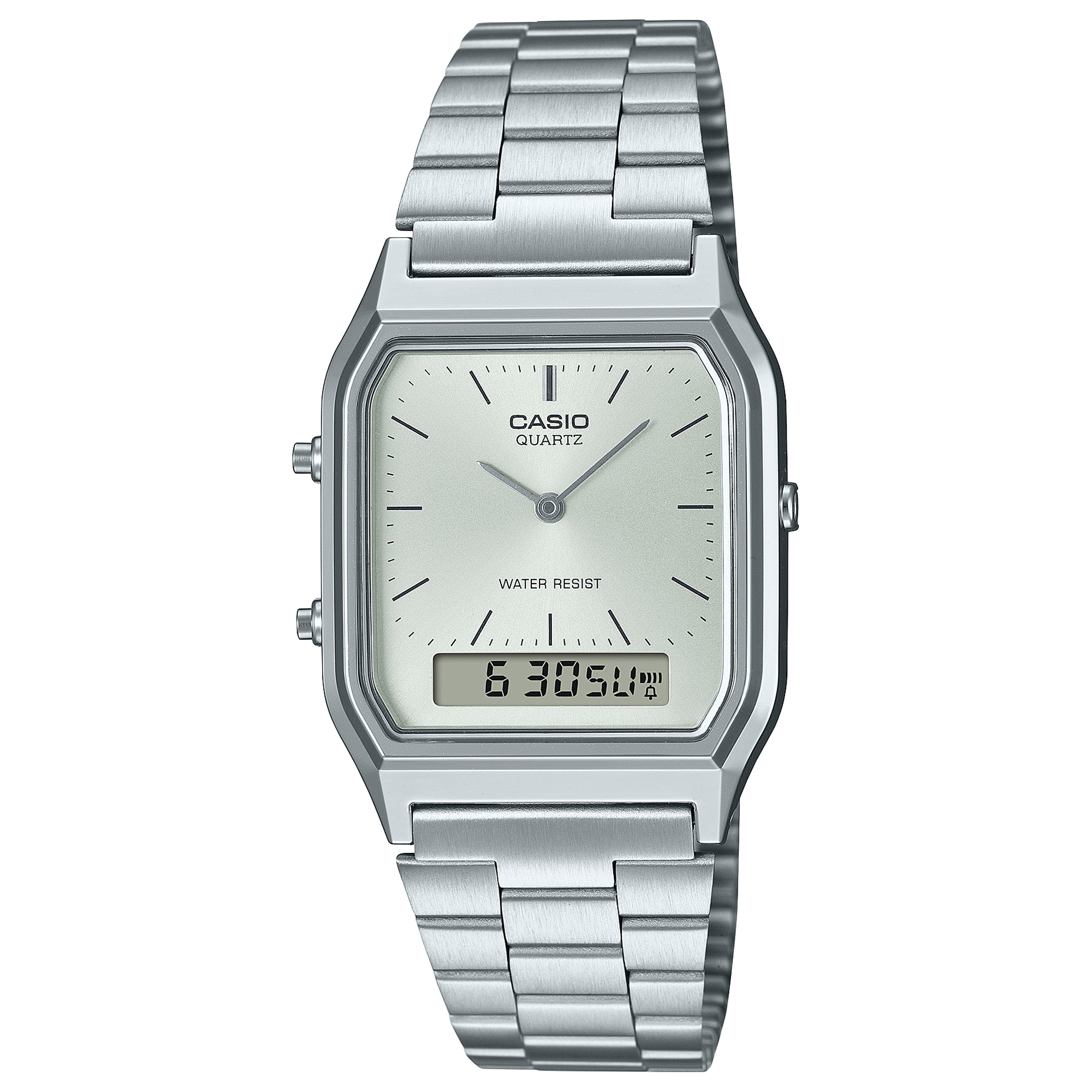 Casio Vintage Silver Dial Watch, 38.8mm × 29.8mm