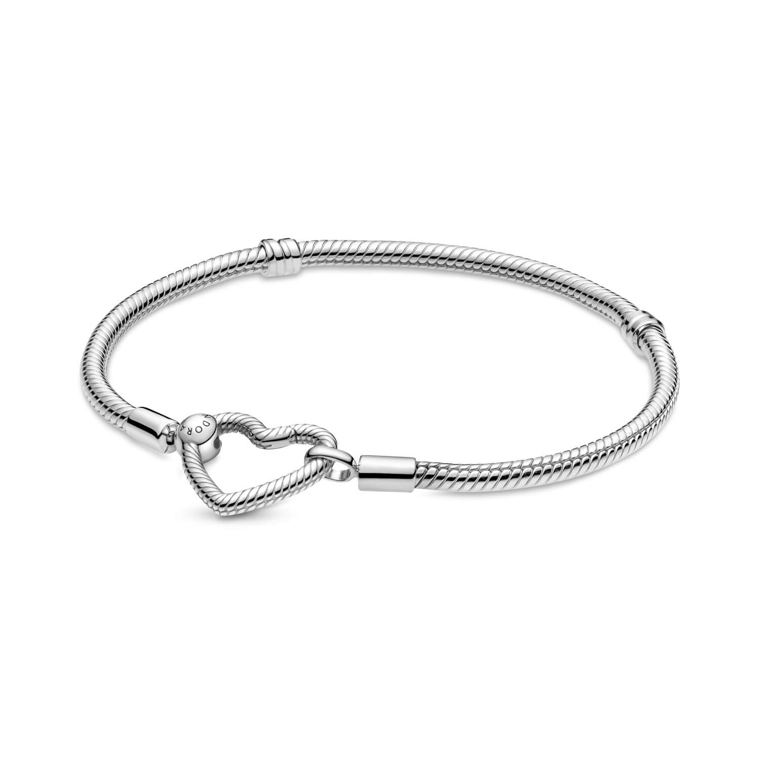 Pandora Moments Heart Closure Snake Chain Bracelet 599539C00