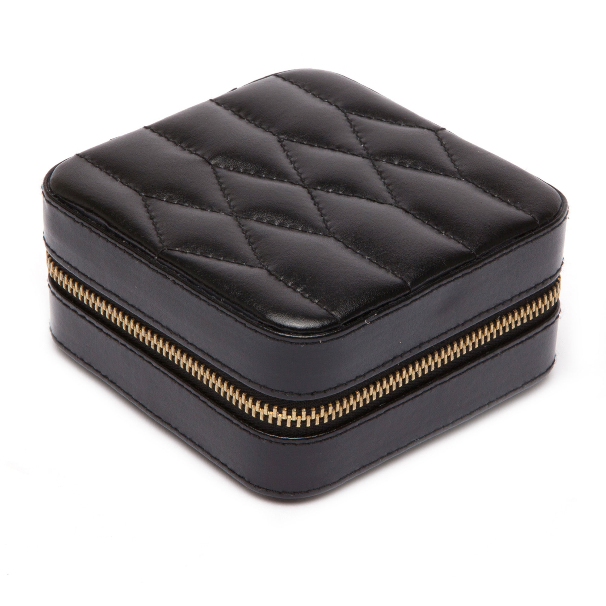 WOLF Caroline Black Leather Zip Travel Case