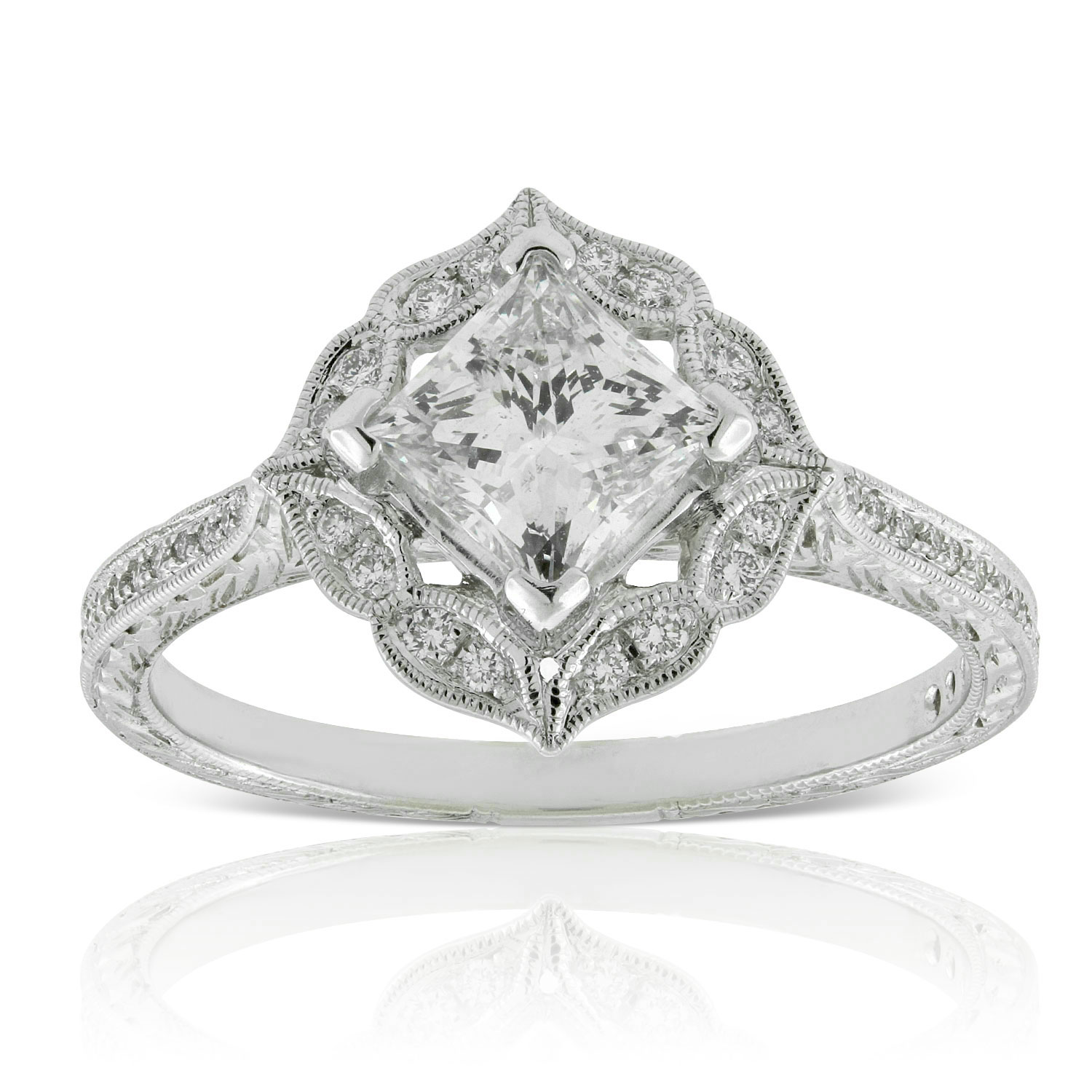 Princess Cut  Halo Diamond  Engagement  Ring  14K Ben Bridge 