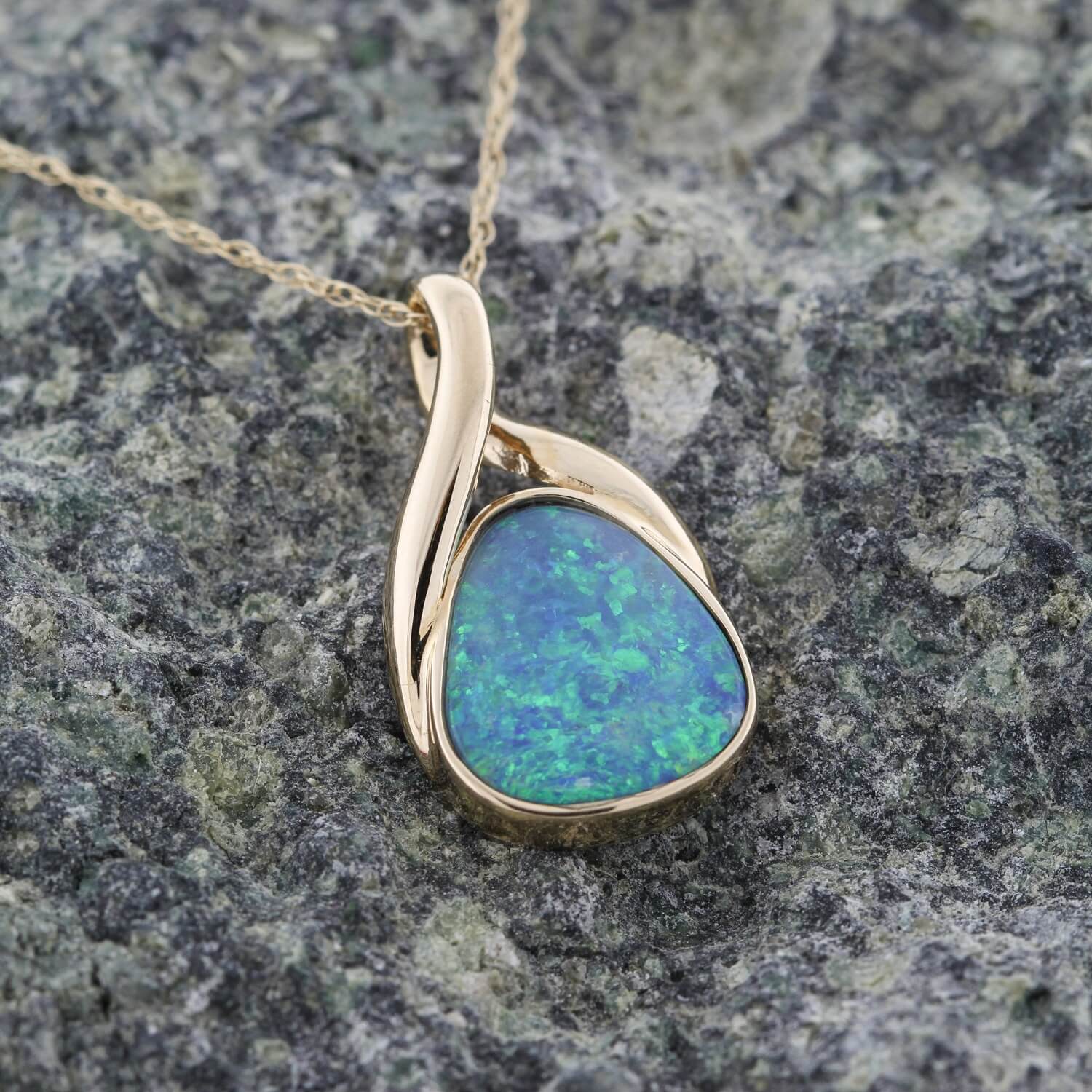 Opal Doublet Pendant 14K
