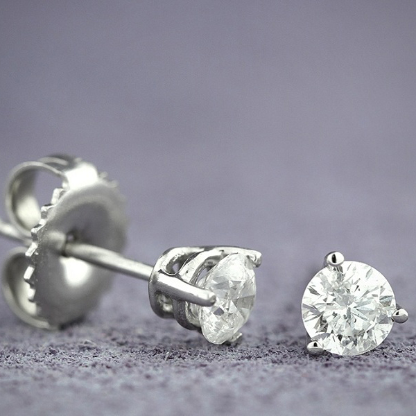 Classic Round Diamond Studs, 1/2 Carat Total Weight, in 14K White Gold