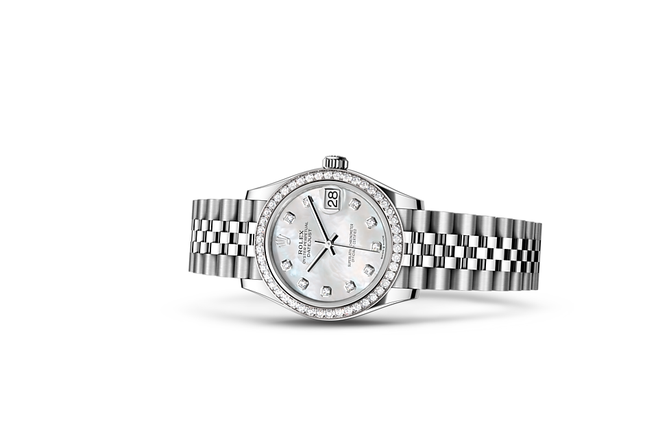 Rolex Datejust 31 Datejust Oyster, 31 mm, Oystersteel, white gold and diamonds - M278384RBR-0008 at Ben Bridge