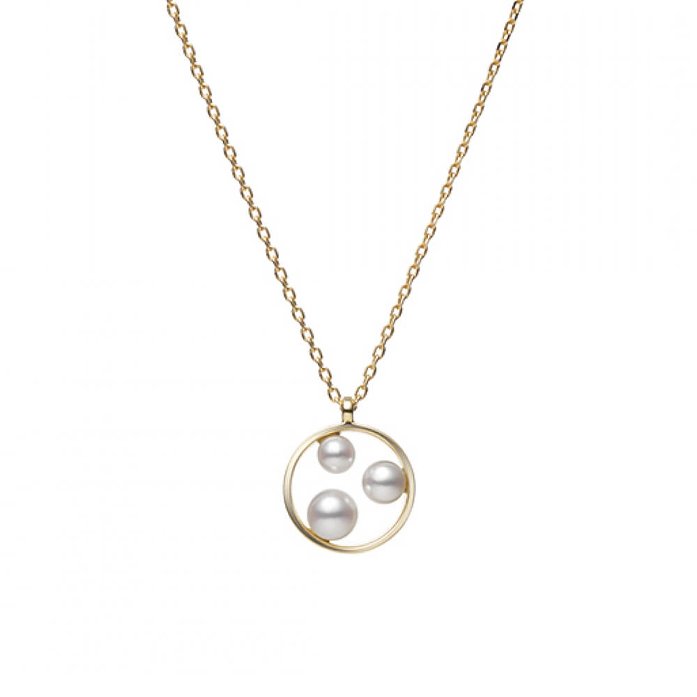 MOONPEARL ミキモト　3点 Mikimoto Open Circle Triple Akoya Cultured Pearl Necklace 18K